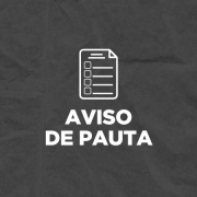 Banner de um aviso de pauta com as palavras escritas e um desenho de folha acima. Embaixo, no canto direito, está o logo do Governo do Estado. 