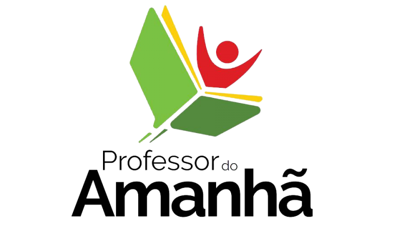Logo do Projeto Professor do Amanhã, com um desenho de pessoa com um livro em um fundo branco.